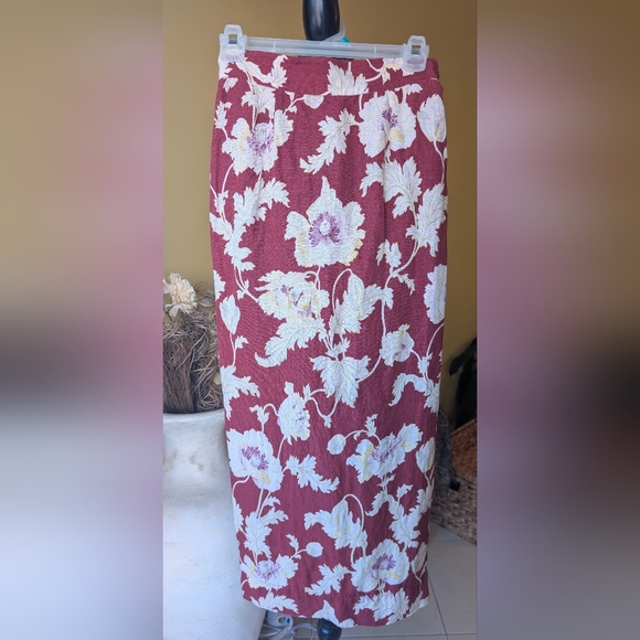 Posse Emma Floral Print High-Waisted Linen Midi Skirt XS - Picture 2 of 13